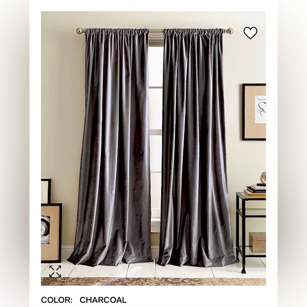 DKNY Modern Velvet Curtains 50” X 96” Color: Charcoal